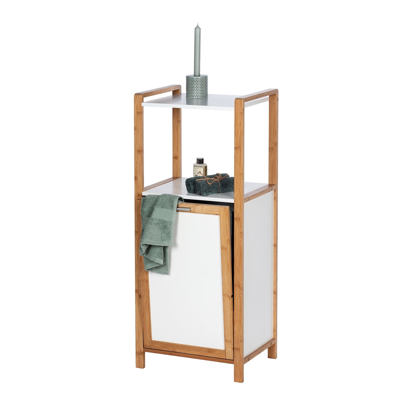 Shelf Unit W/ Laundry Basket - Finja - Bamboo