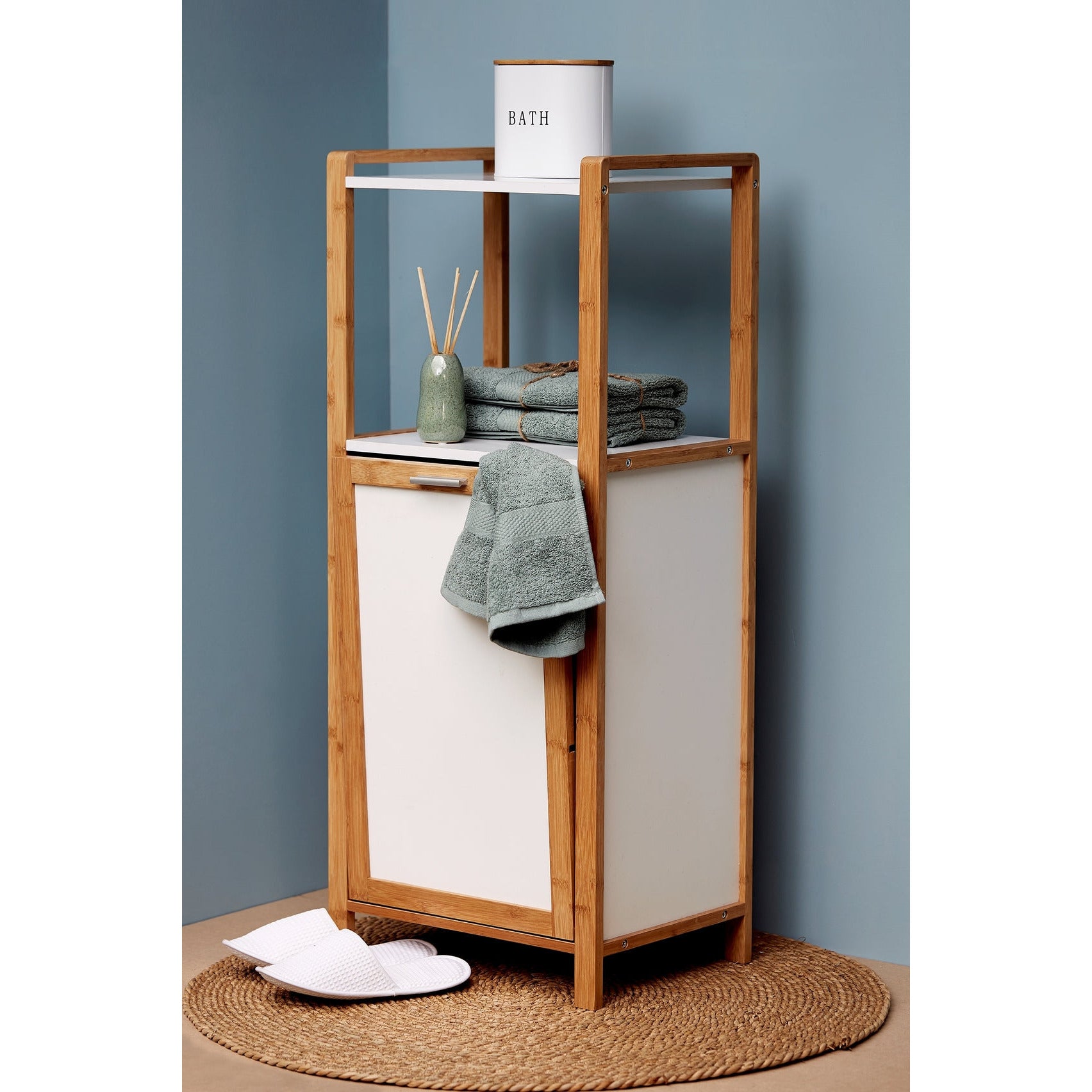 Shelf Unit W/ Laundry Basket - Finja - Bamboo