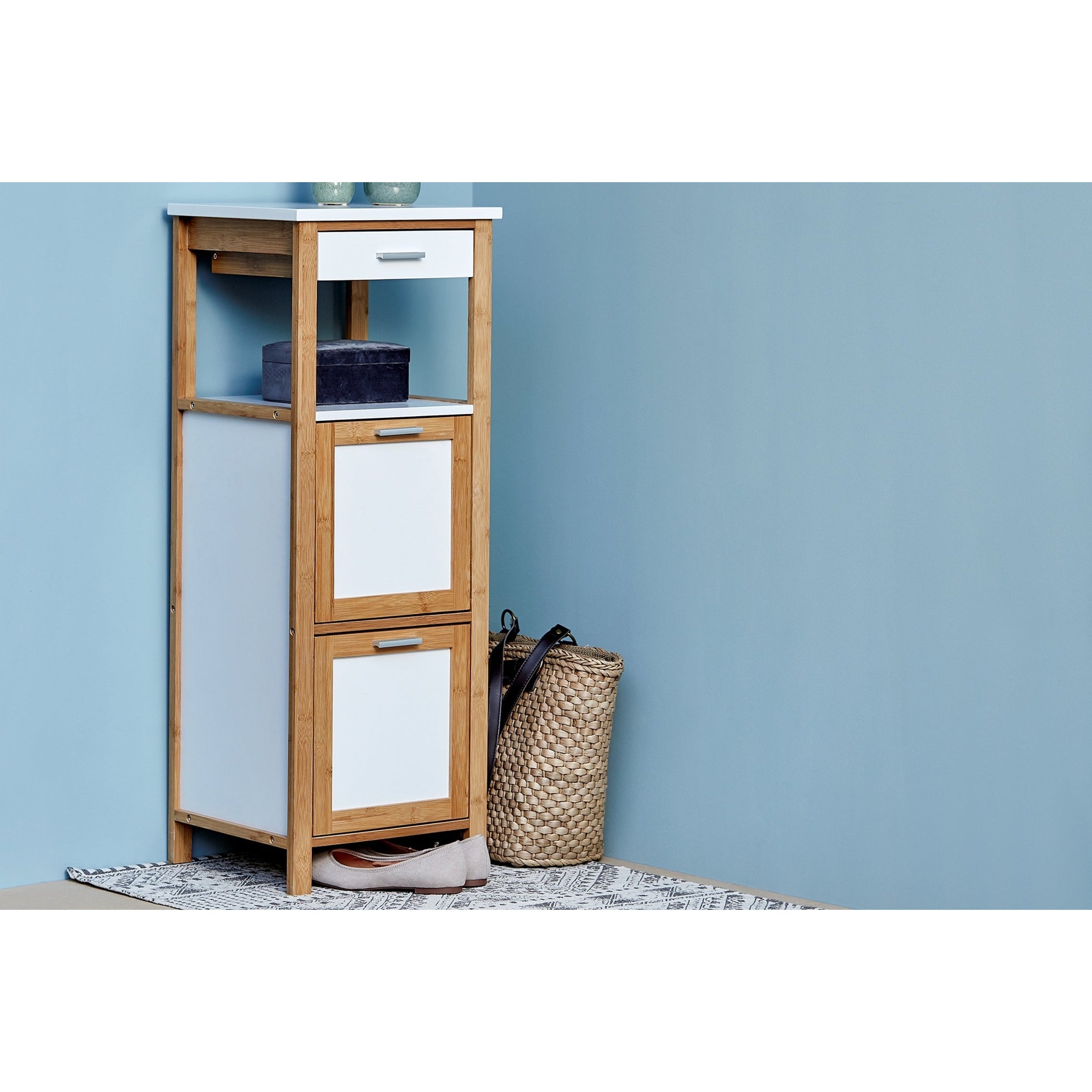 Shelving Unit W/ 2 Compartments + Drawer - Finja - Bamboo