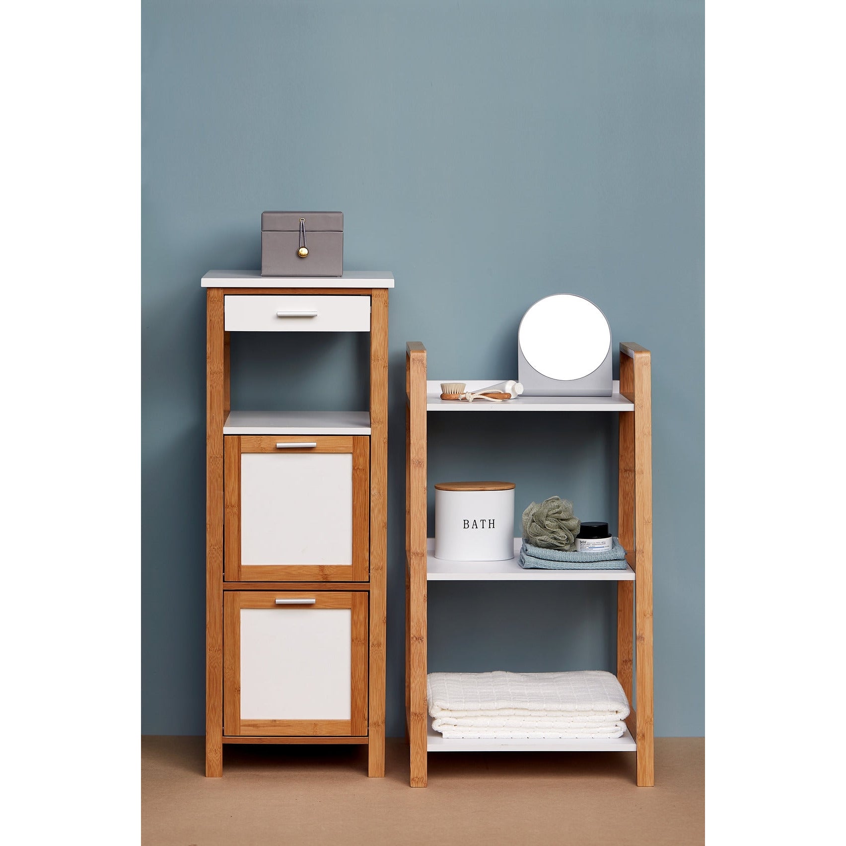 Shelving Unit W/ 2 Compartments + Drawer - Finja - Bamboo