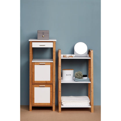 SHELVING UNIT W/ 2 COMPARTMENTS + DRAWER - FINJA RANGE - BAMBOO