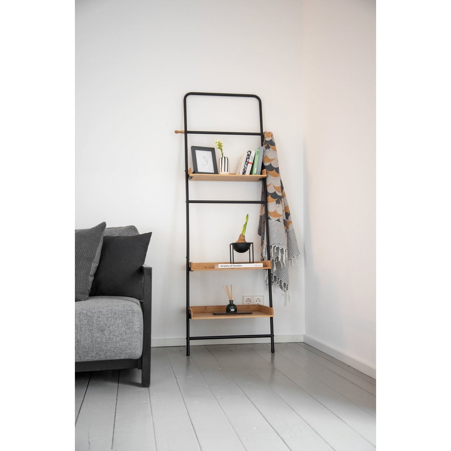 STANDING SHELF - LOFT - METAL & BAMBOO