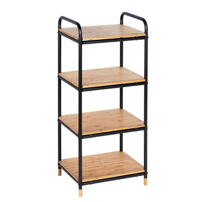 4-TIER SHELVING UNIT - LOFT RANGE - BAMBOO & METAL