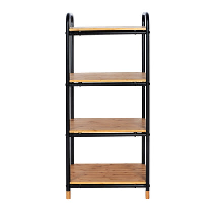 4-TIER SHELVING UNIT - LOFT RANGE - BAMBOO & METAL