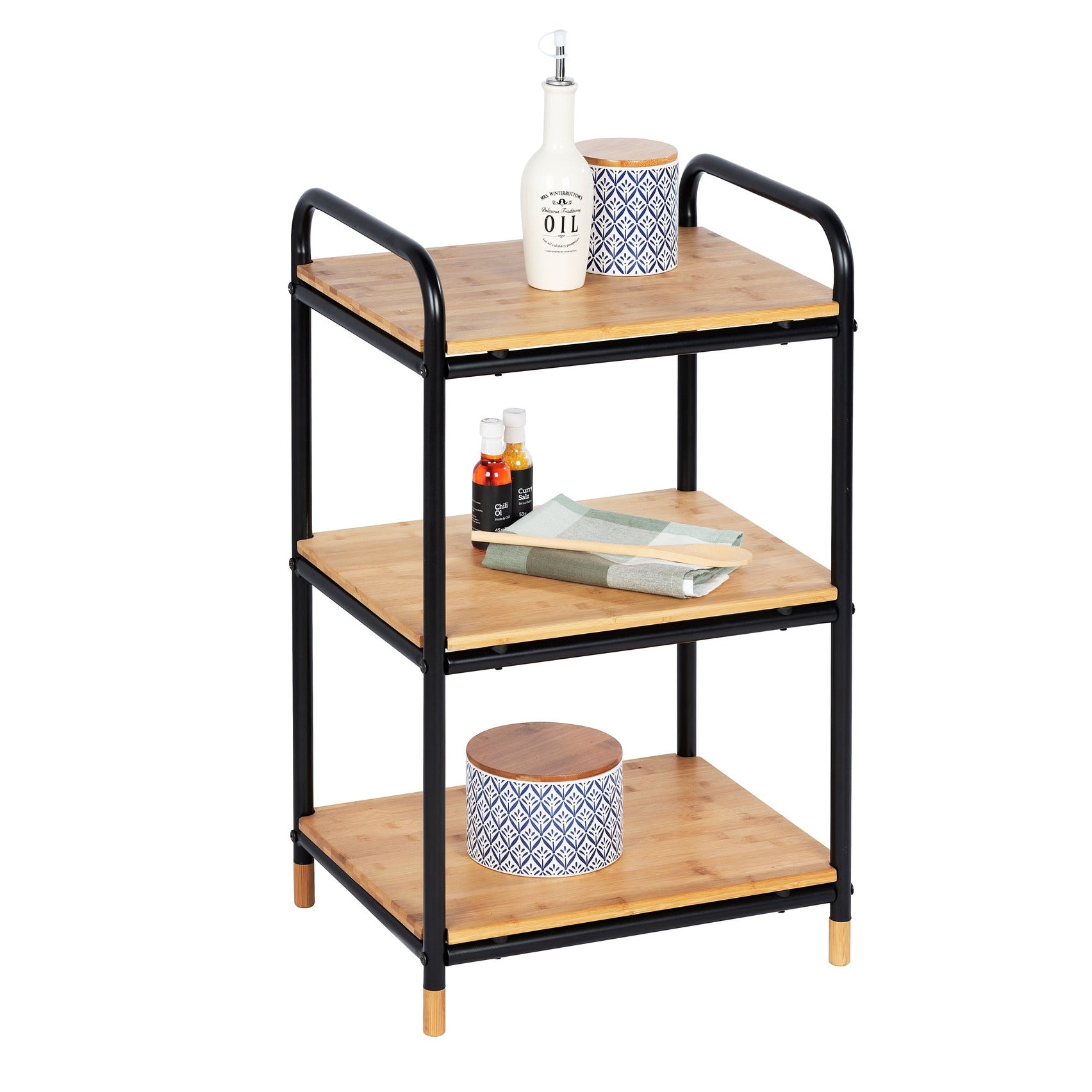3-Tier Shelving Unit - Loft - Metal & Bamboo