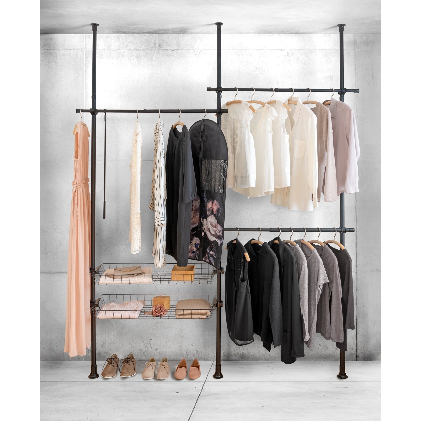 Clothing Organizer - Adjustable Telescopic System - Herkules - Duo Black