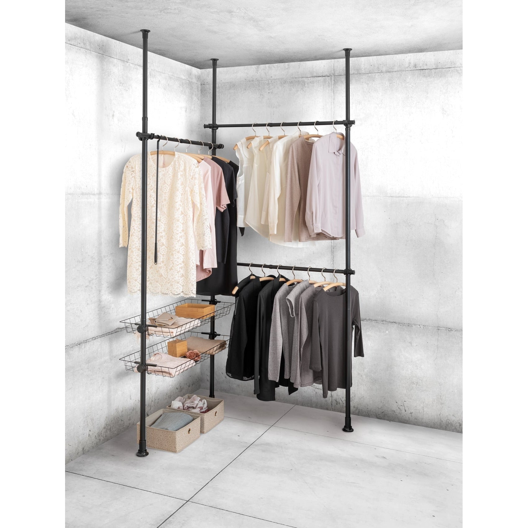Clothing Organizer - Adjustable Telescopic System - Herkules - Duo Black