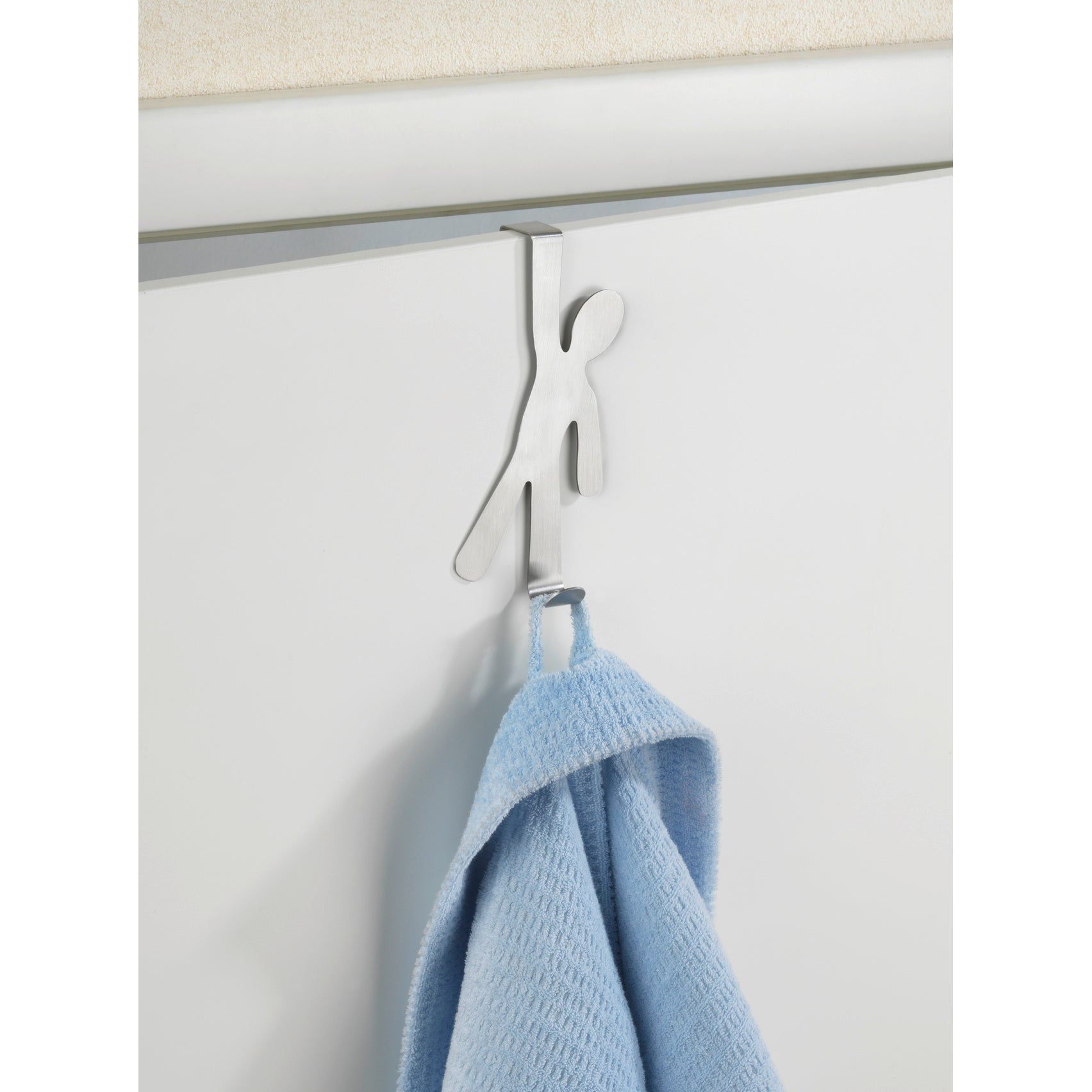 Door-Mounted Hook Man - Steel - Matt Silver 2.5x8x15cm