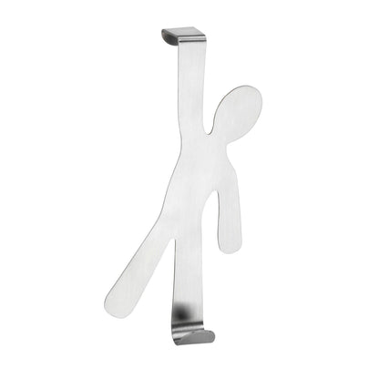 DOOR-MOUNTED HOOK MAN -  STEEL -  MATT SILVER  2.5 X 8 X 15CM