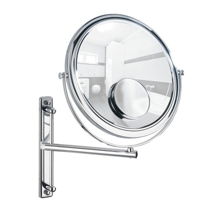 COSMETIC WALL MIRROR WITH SWIVELLING ARM - 3X 7X MAGNIF -BIVONA MODEL