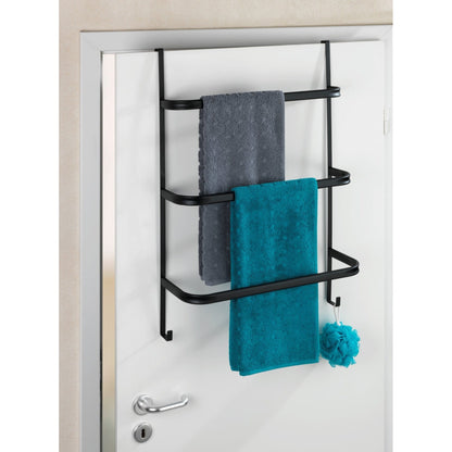 3-BAR OVER-DOOR TOWEL RAIL - IRPINIA - MATTE BLACK STEEL