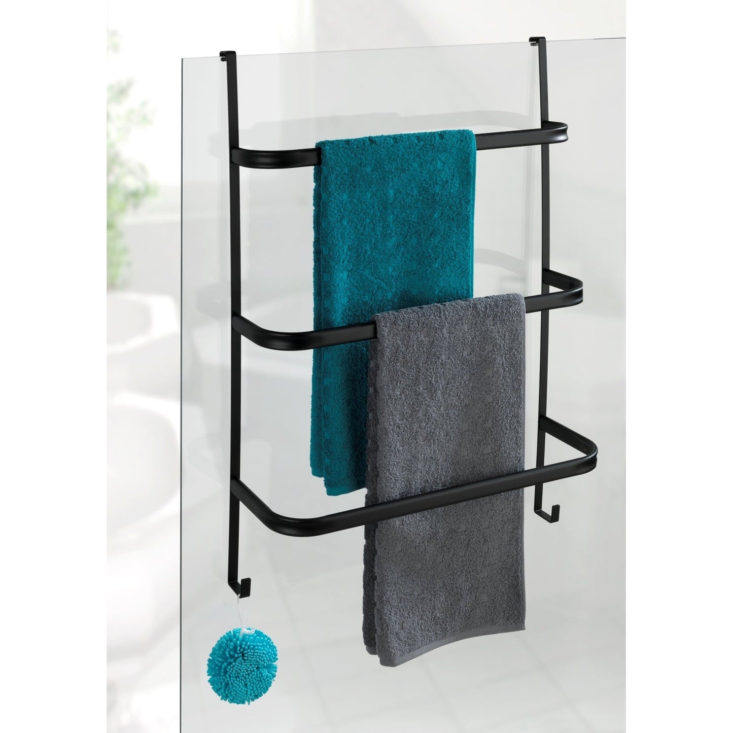 3-BAR OVER-DOOR TOWEL RAIL - IRPINIA - MATTE BLACK STEEL