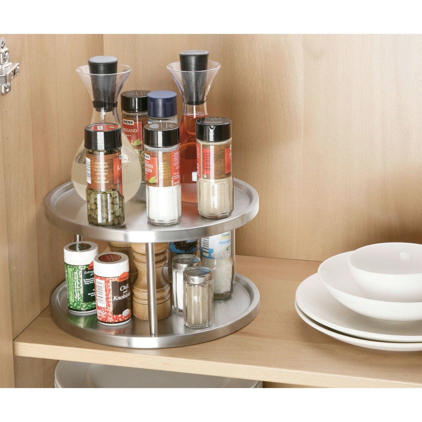 CUPBOARD TURNTABLE - 2-TIER LAZY SUSAN - DUO - STAINLESS STEEL