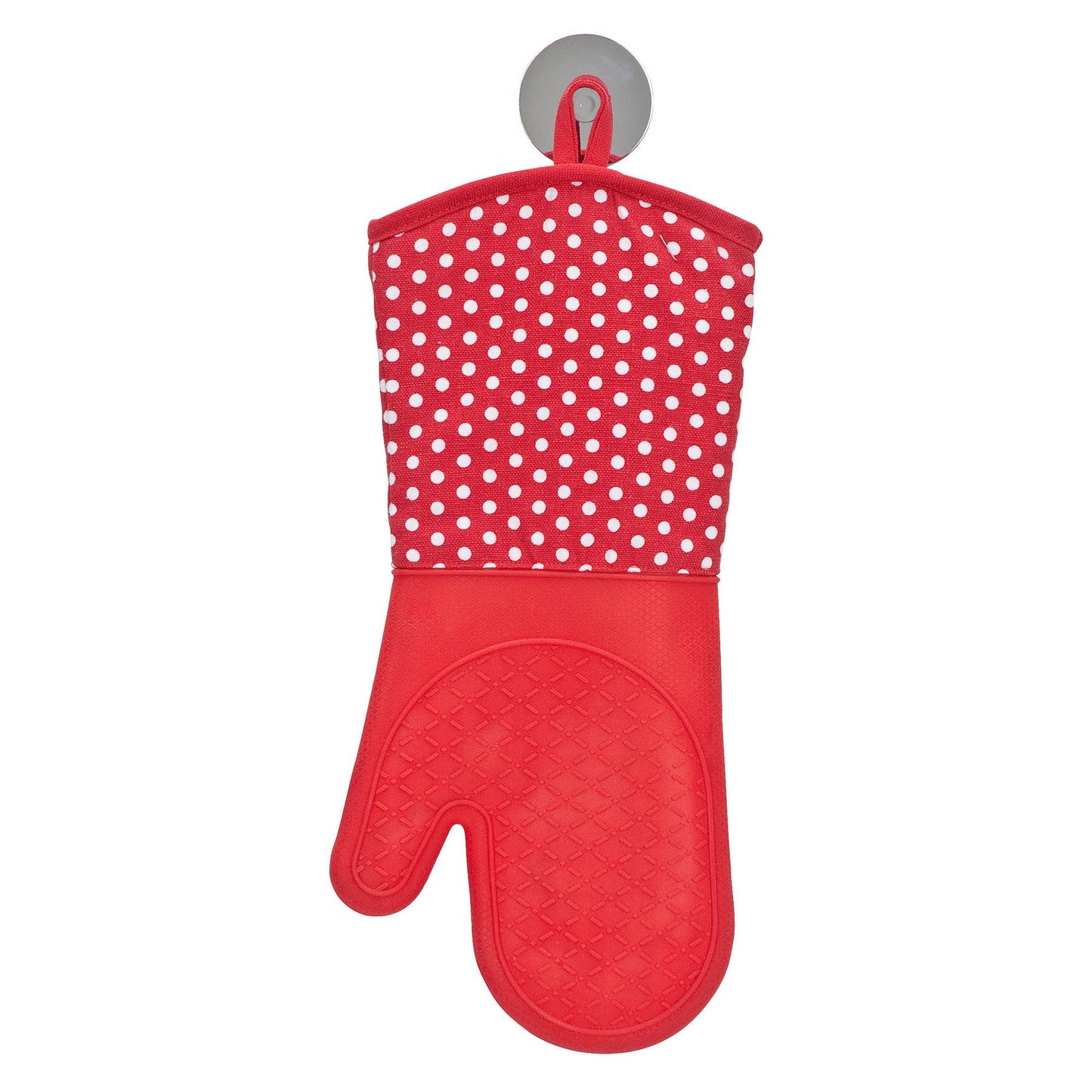 OVEN GLOVES SILICONE 2 PCS - RED W/ WHITE DOTS