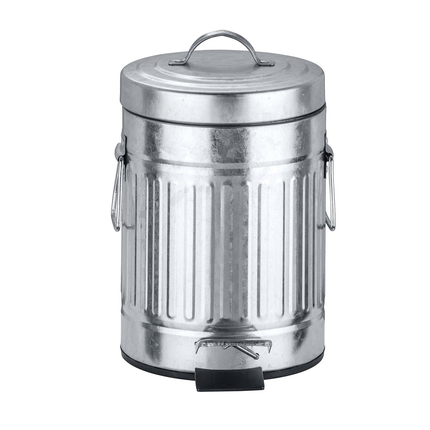 3L PEDAL BIN - NEW YORK RETRO STYLE - EASY CLOSE - METAL - SILVER