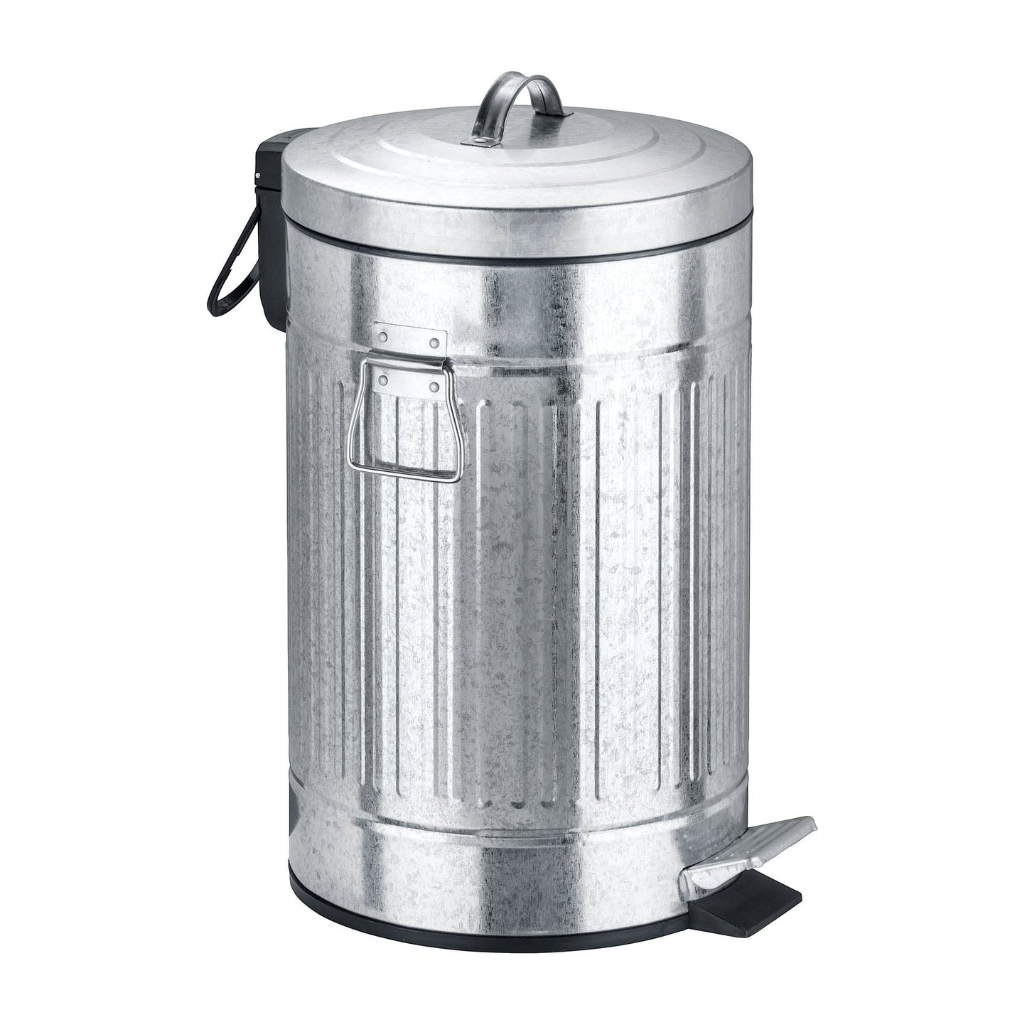 12L PEDAL BIN - NEW YORK RETRO STYLE - EASY CLOSE - METAL - SILVER