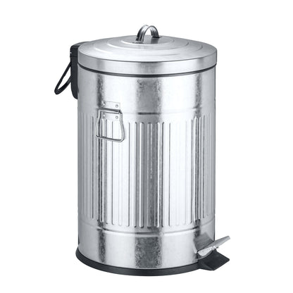 20L PEDAL BIN - NEW YORK RETRO STYLE - EASY CLOSE - SILVER