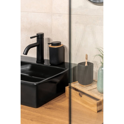 TOOTHBRUSH TUMBLER - ROTELLO - PLASTIC & BAMBOO - BLACK