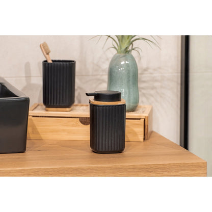 TOOTHBRUSH TUMBLER - ROTELLO - PLASTIC & BAMBOO - BLACK