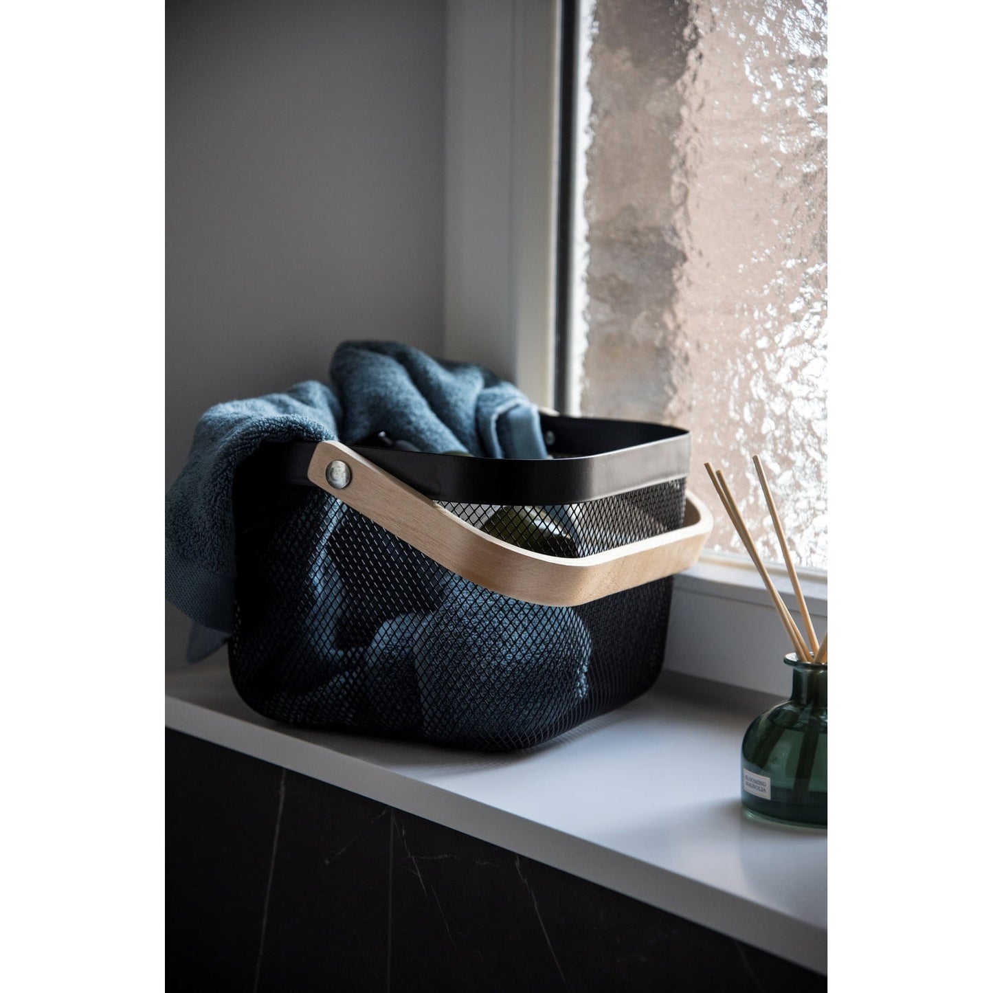 BATHROOM BASKET - PADUA RANGE - BAMBOO / STEEL