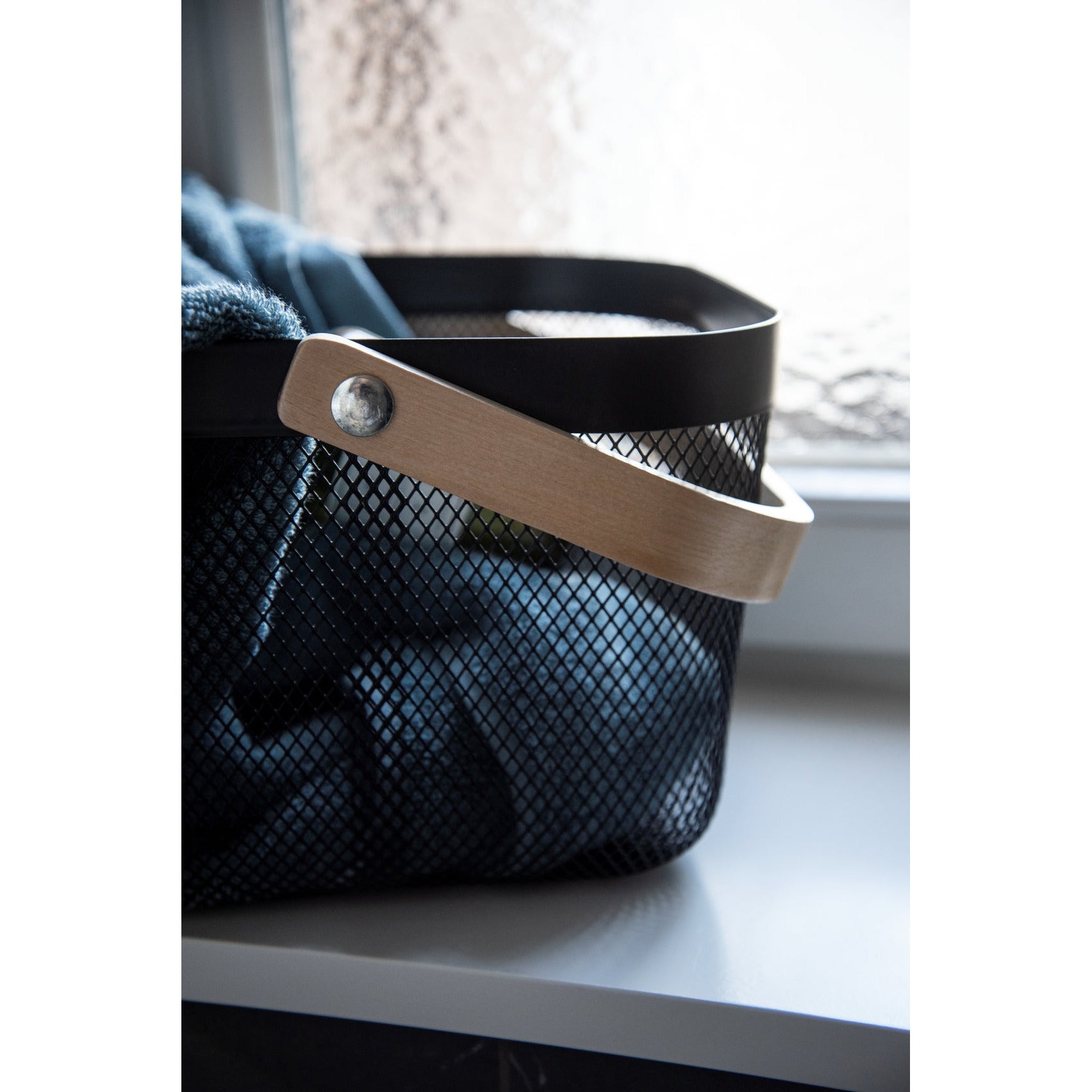 Bathroom Basket - Padua Range - Bamboo / Steel