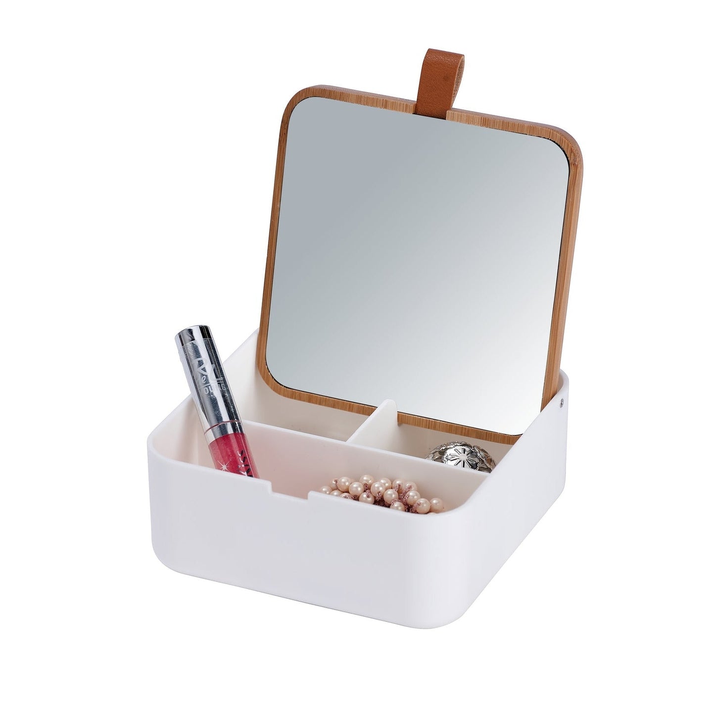 ORGANIZER WITH COSMETIC MIRROR - BOVISA - WHITE