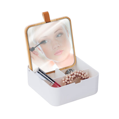 ORGANIZER WITH COSMETIC MIRROR - BOVISA - WHITE