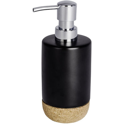 SOAP DISPENSER - BLACK CERAMIC & CORK