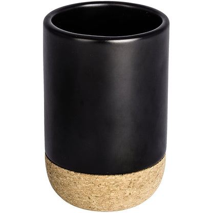 TOOTHBRUSH TUMBLER - BLACK CERAMIC & CORK