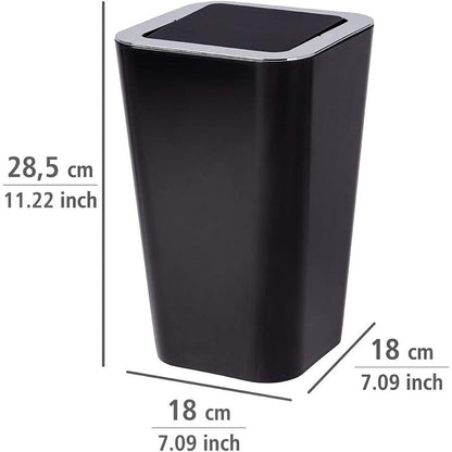 SWING COVER BIN - CANDY RANGE - BLACK - 6L