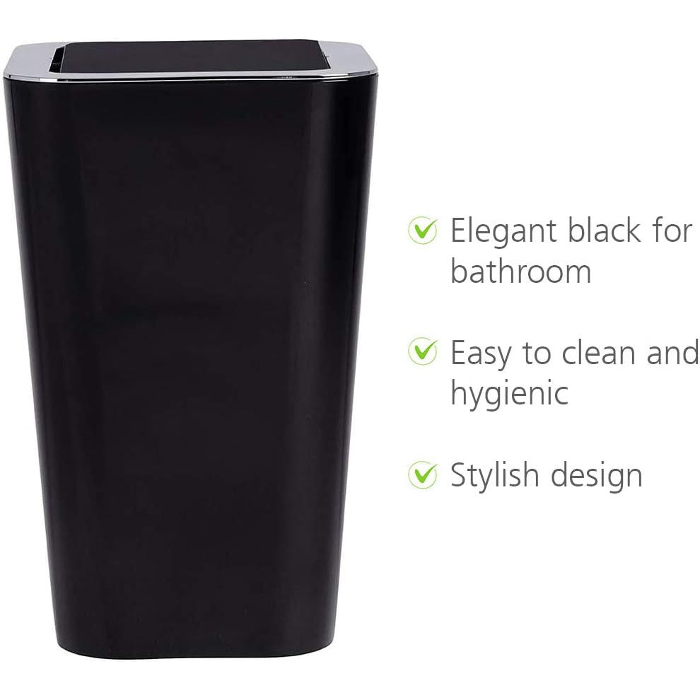 SWING COVER BIN - CANDY RANGE - BLACK - 6L