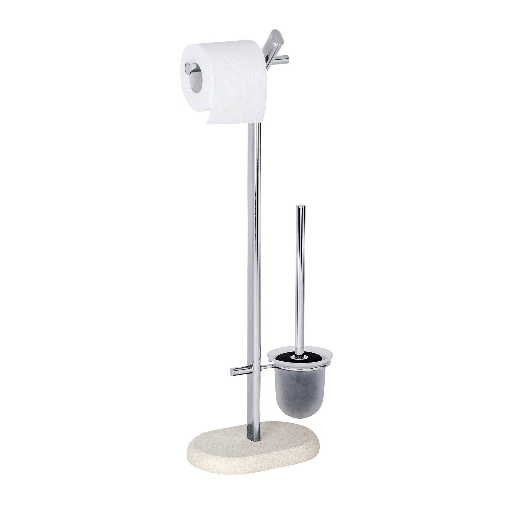 Freestanding Toilet Brush & Roll Holder - Puro - Steel/Polyresin - Sandstone