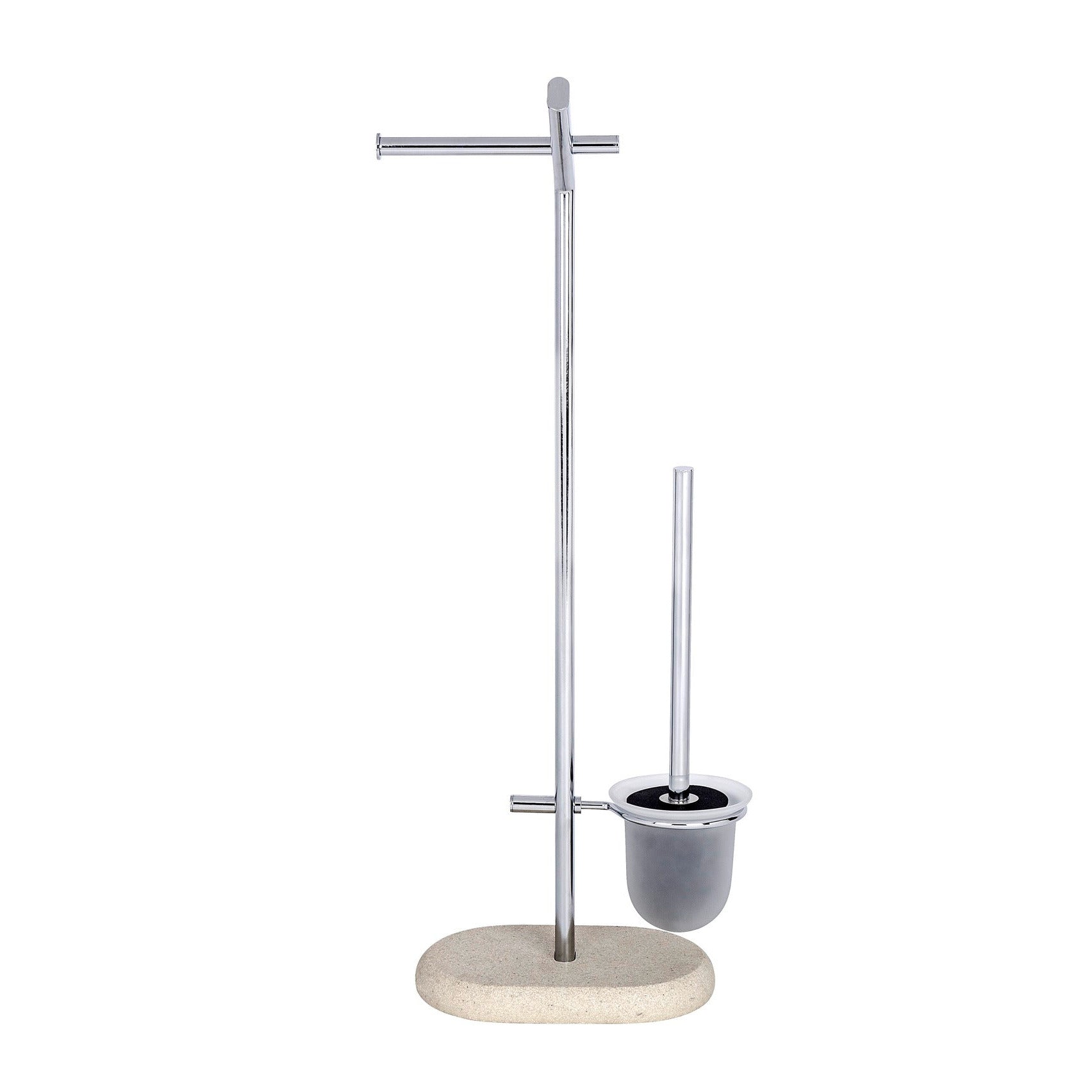 Freestanding Toilet Brush & Roll Holder - Puro - Steel/Polyresin - Sandstone
