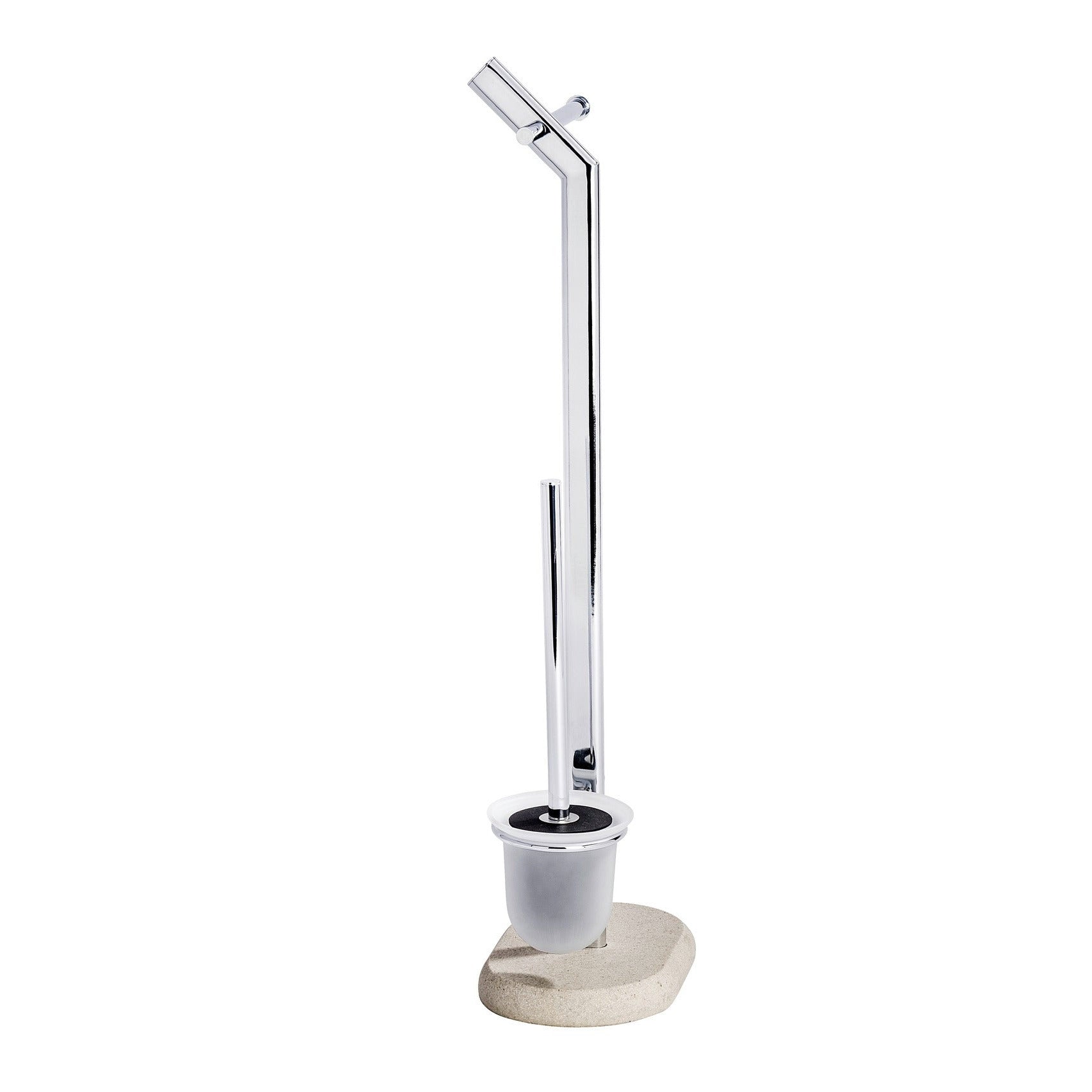 Freestanding Toilet Brush & Roll Holder - Puro - Steel/Polyresin - Sandstone
