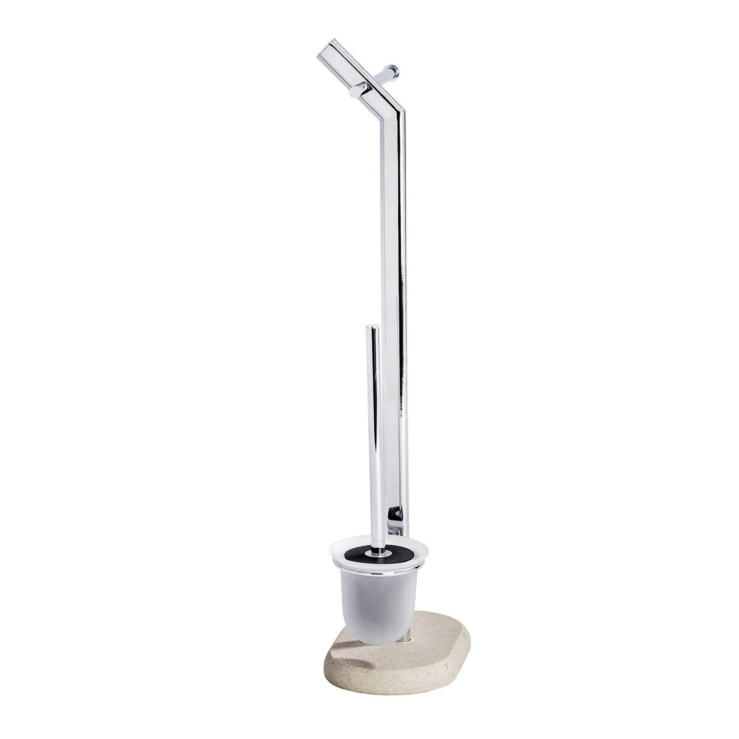 FREESTANDING TOILET BRUSH / TOILET ROLL - PURO - STEEL / POLYRESIN - SANDSTONE