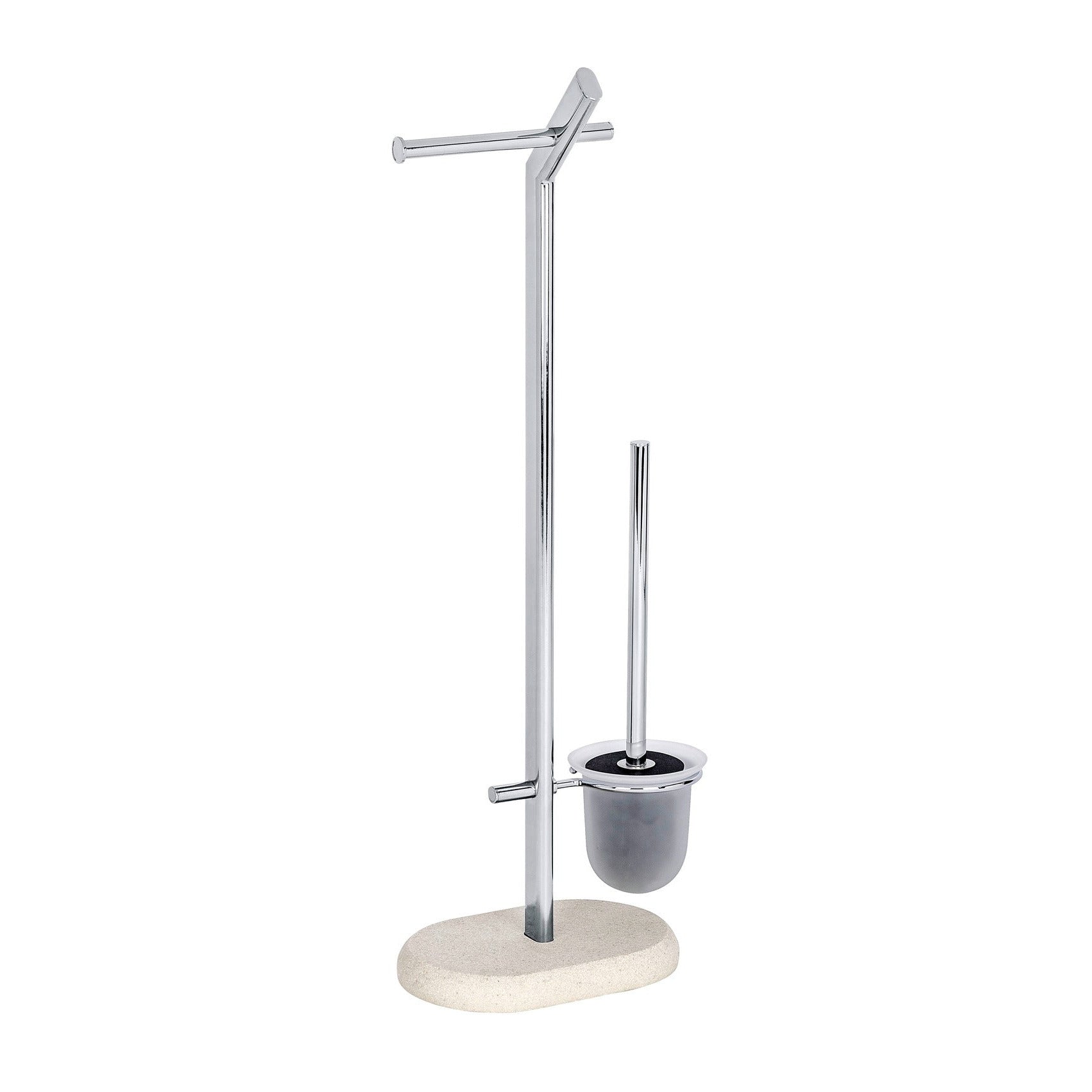 Freestanding Toilet Brush & Roll Holder - Puro - Steel/Polyresin - Sandstone