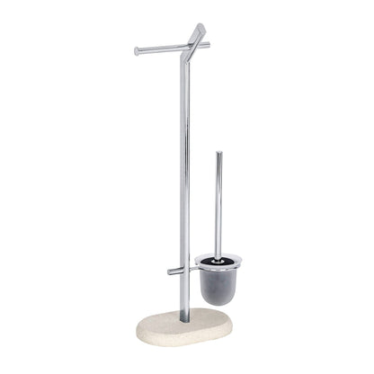 FREESTANDING TOILET BRUSH / TOILET ROLL - PURO - STEEL / POLYRESIN - SANDSTONE