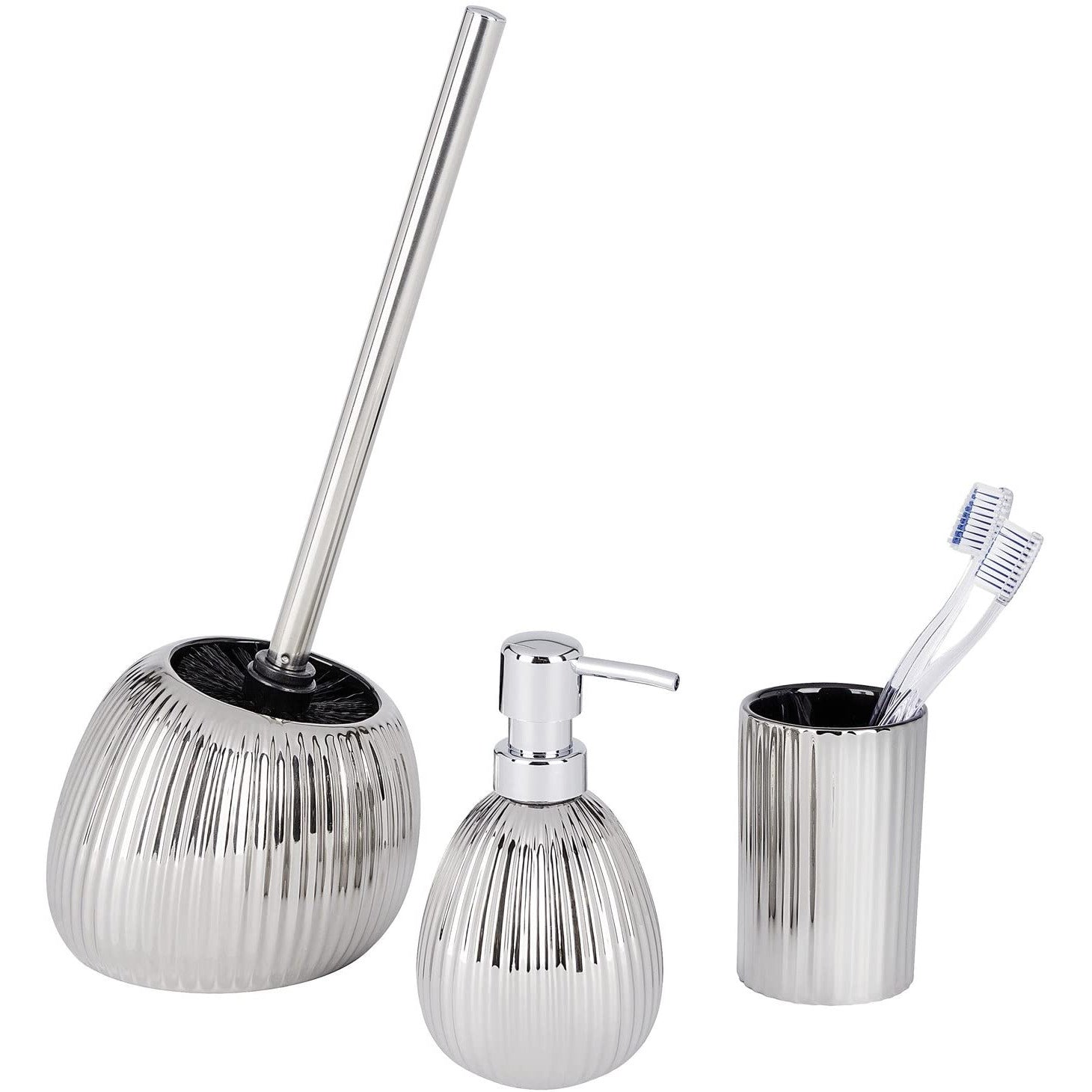 Toilet Brush Polaris Range Silver Riff - Ceramic