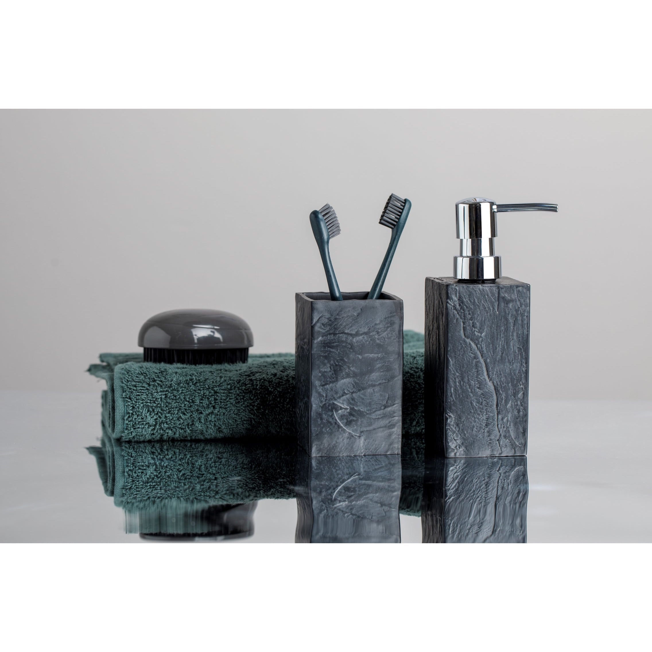 Toothbrush Tumbler - Slate Rock Range - Polyresin - Anthracite