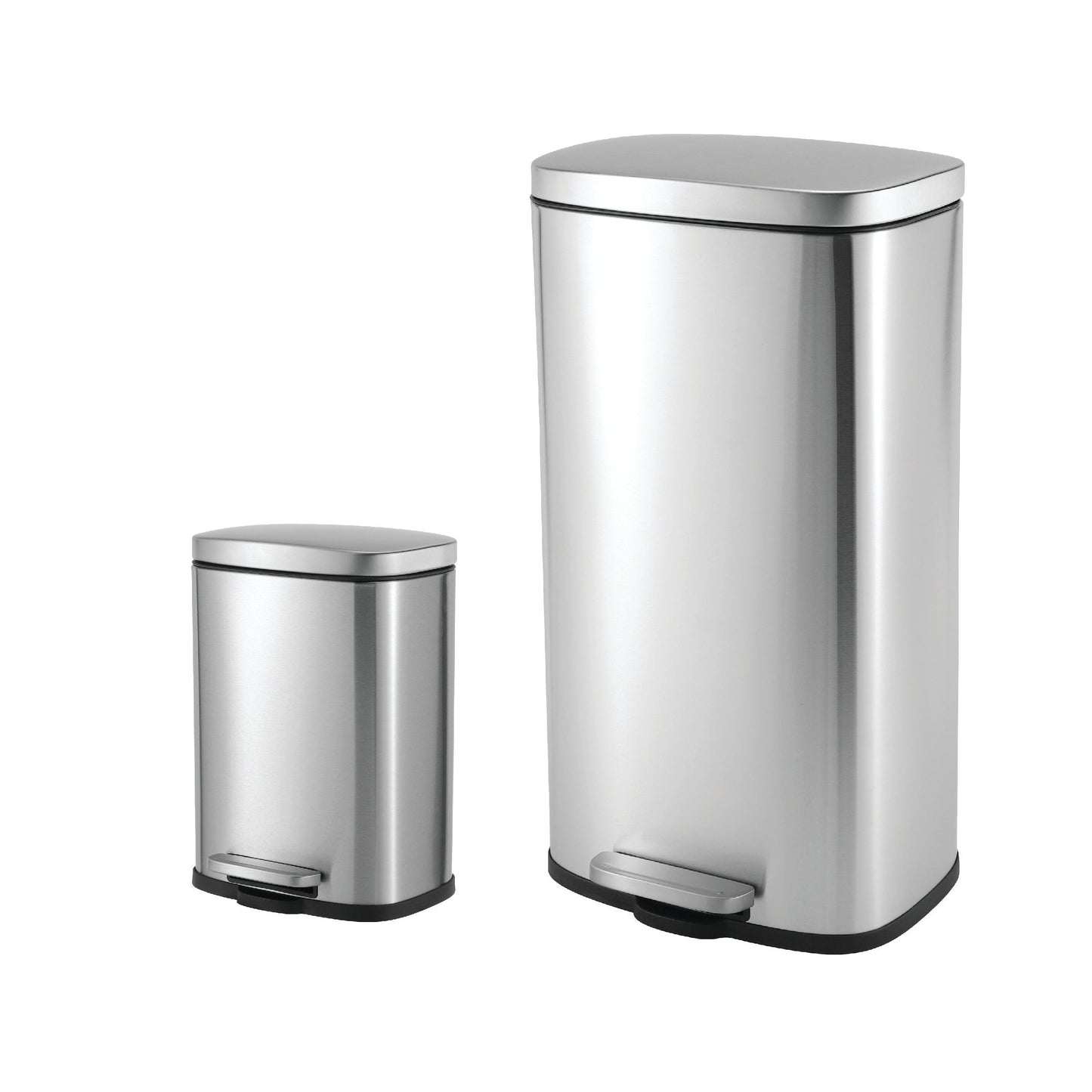 CASA MODENA 5L + 30L RECTANGLE S/S PEDAL BIN COMBO SET -  SILVER