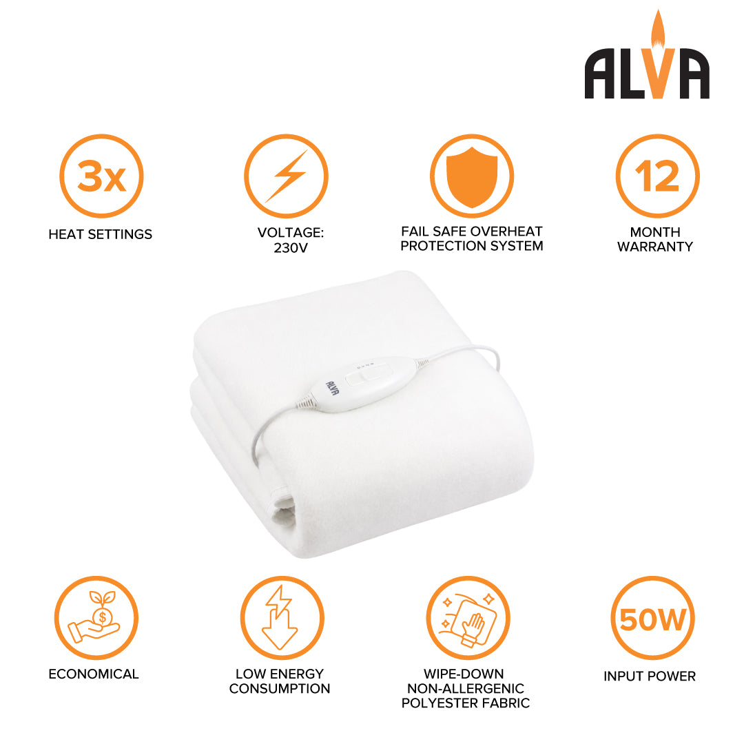 ALVA Needle Punch Electric Blanket With Elastic Straps