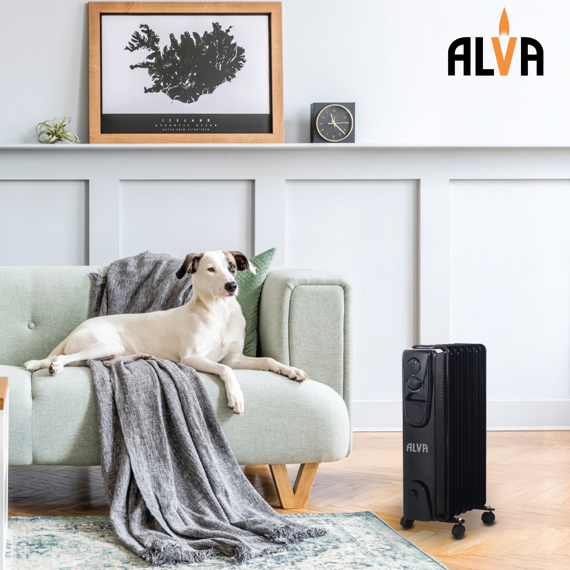 7 Fins 1500W Oil Filled Heater - Glossy Black