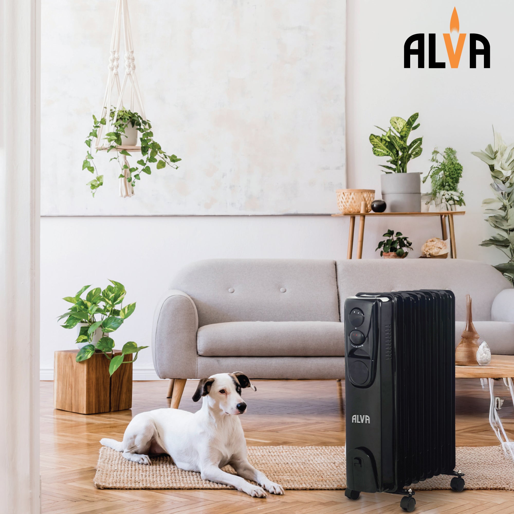 9 Fins 2000W Oil Filled Heater - Glossy Black
