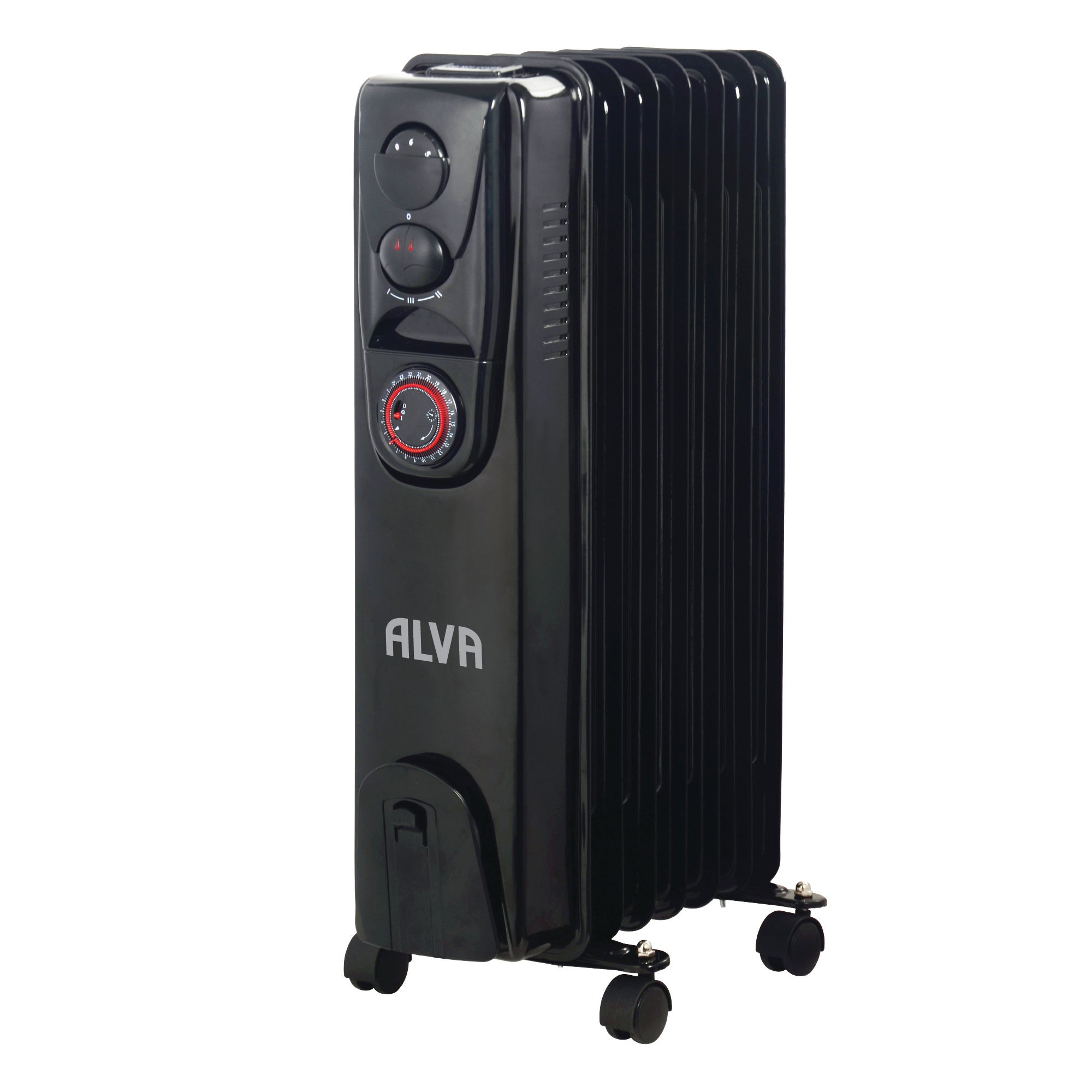 9 Fins 2000W Oil Filled Heater - Timer Function - Glossy Black