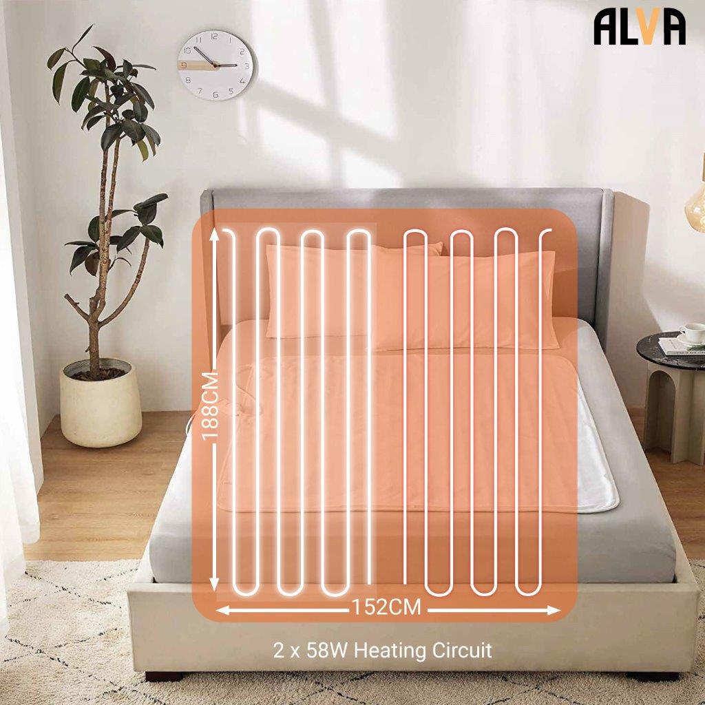 ALVA - QUEEN - MINK FLEECE FITTED ELECTRIC BLANKET W/ELASTIC 152X188CM