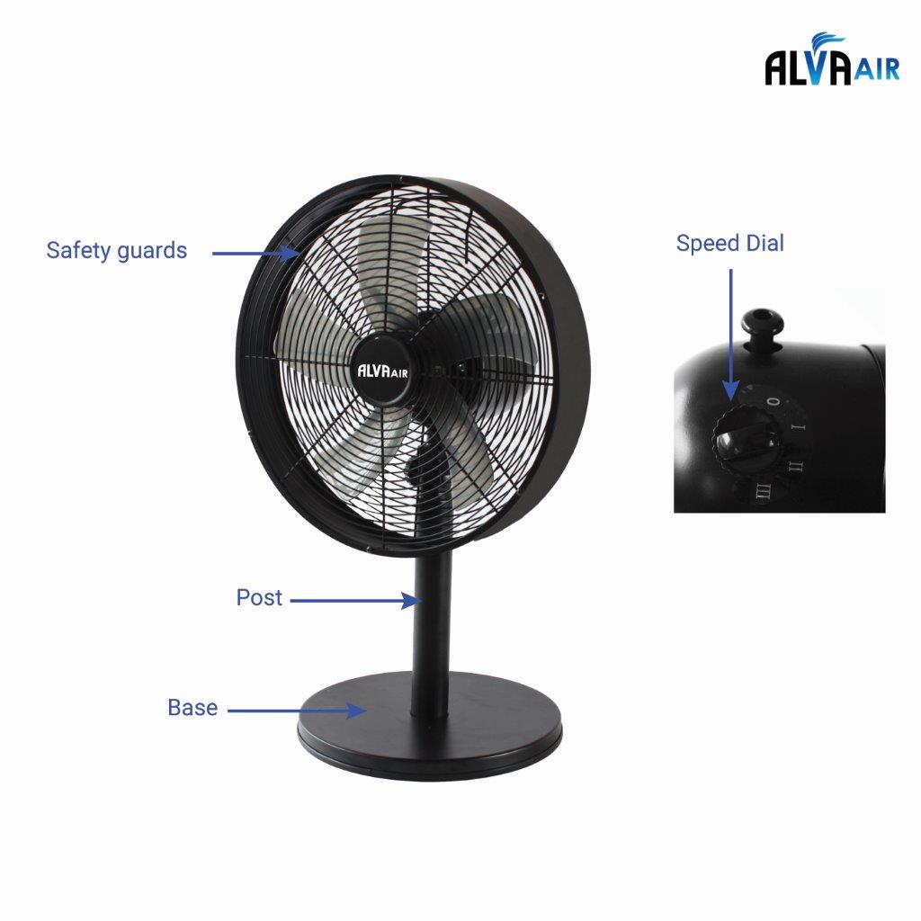 30cm Drum Desk Fan (Matte Black)