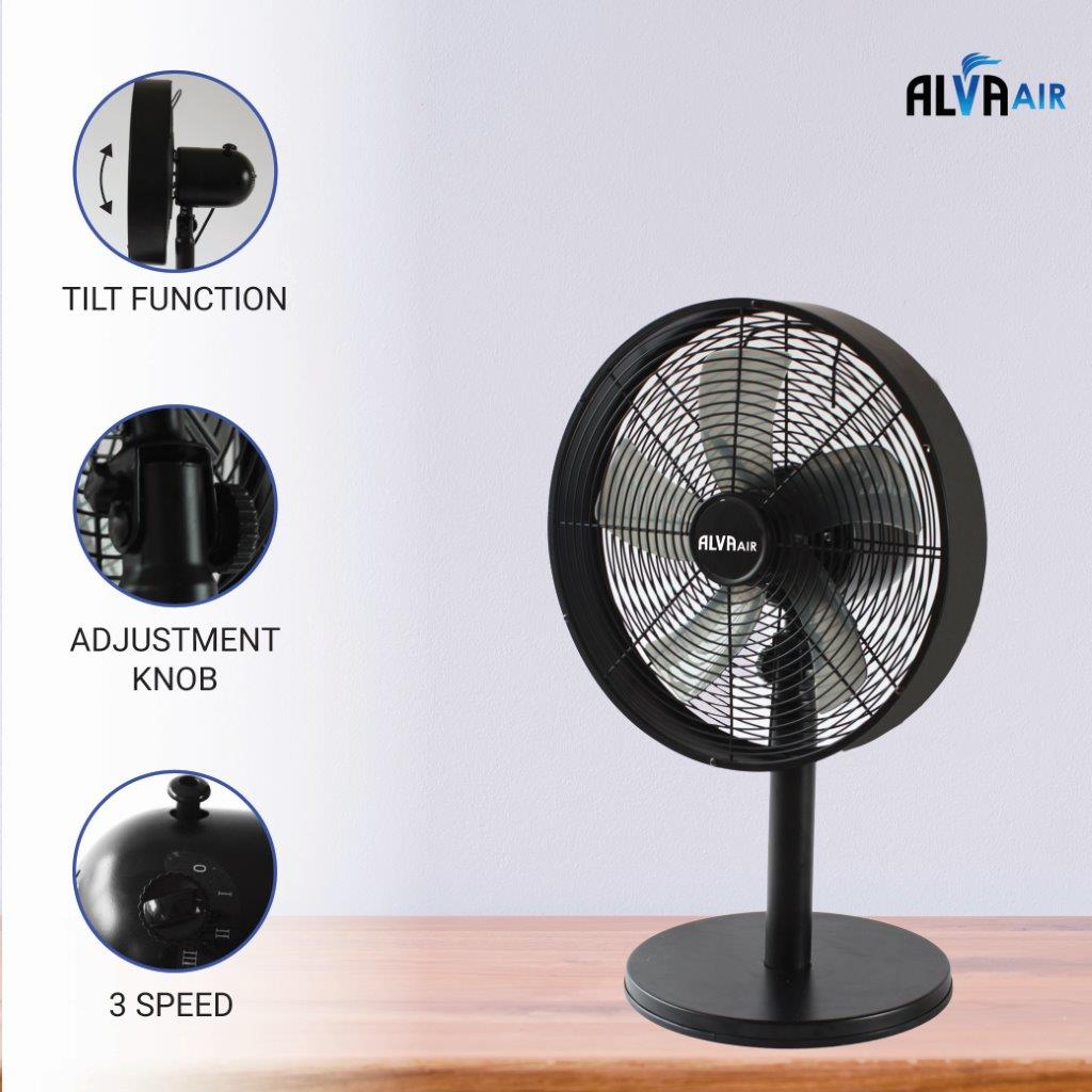 30cm Drum Desk Fan (Matte Black)