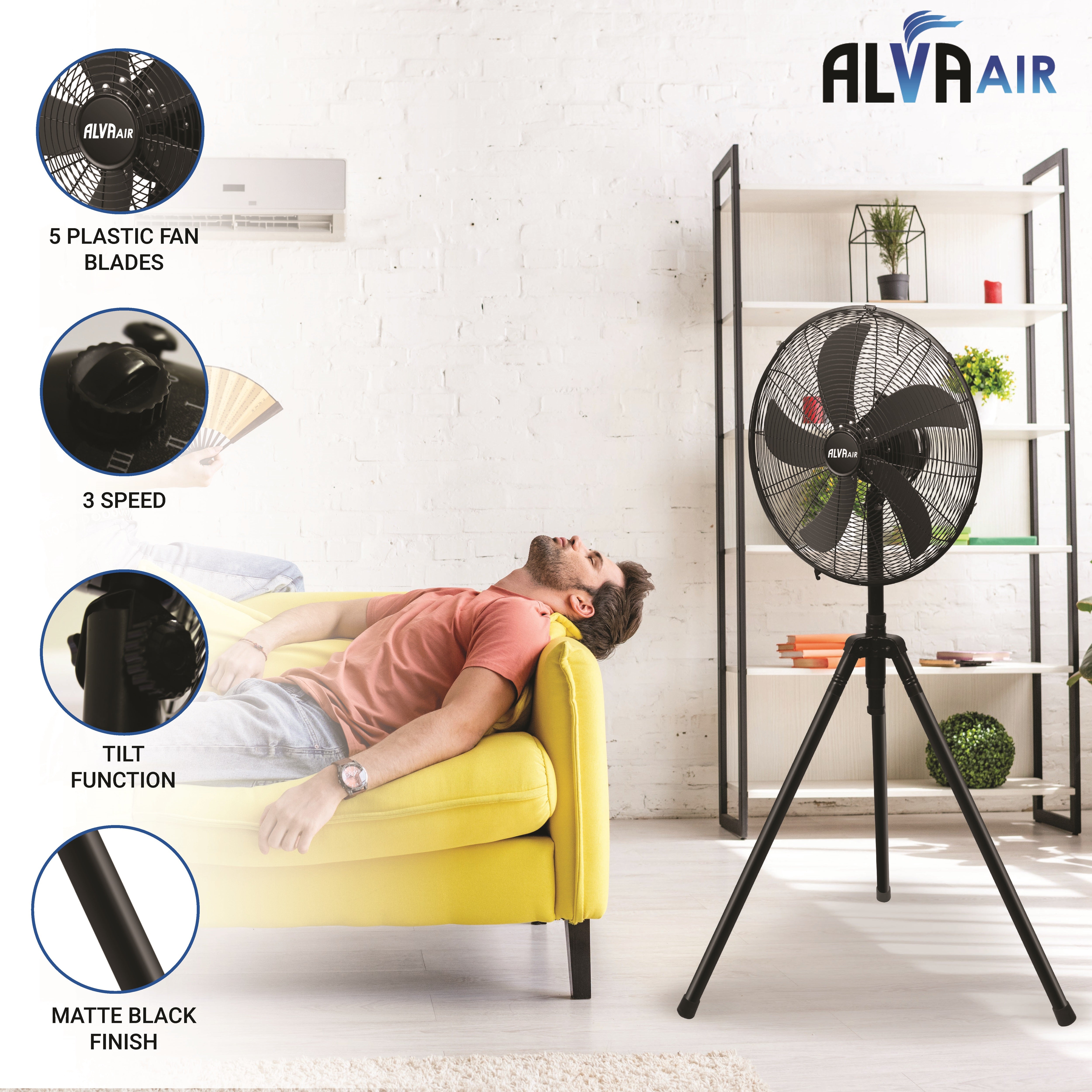 40cm Tripod Fan (Matt Black)