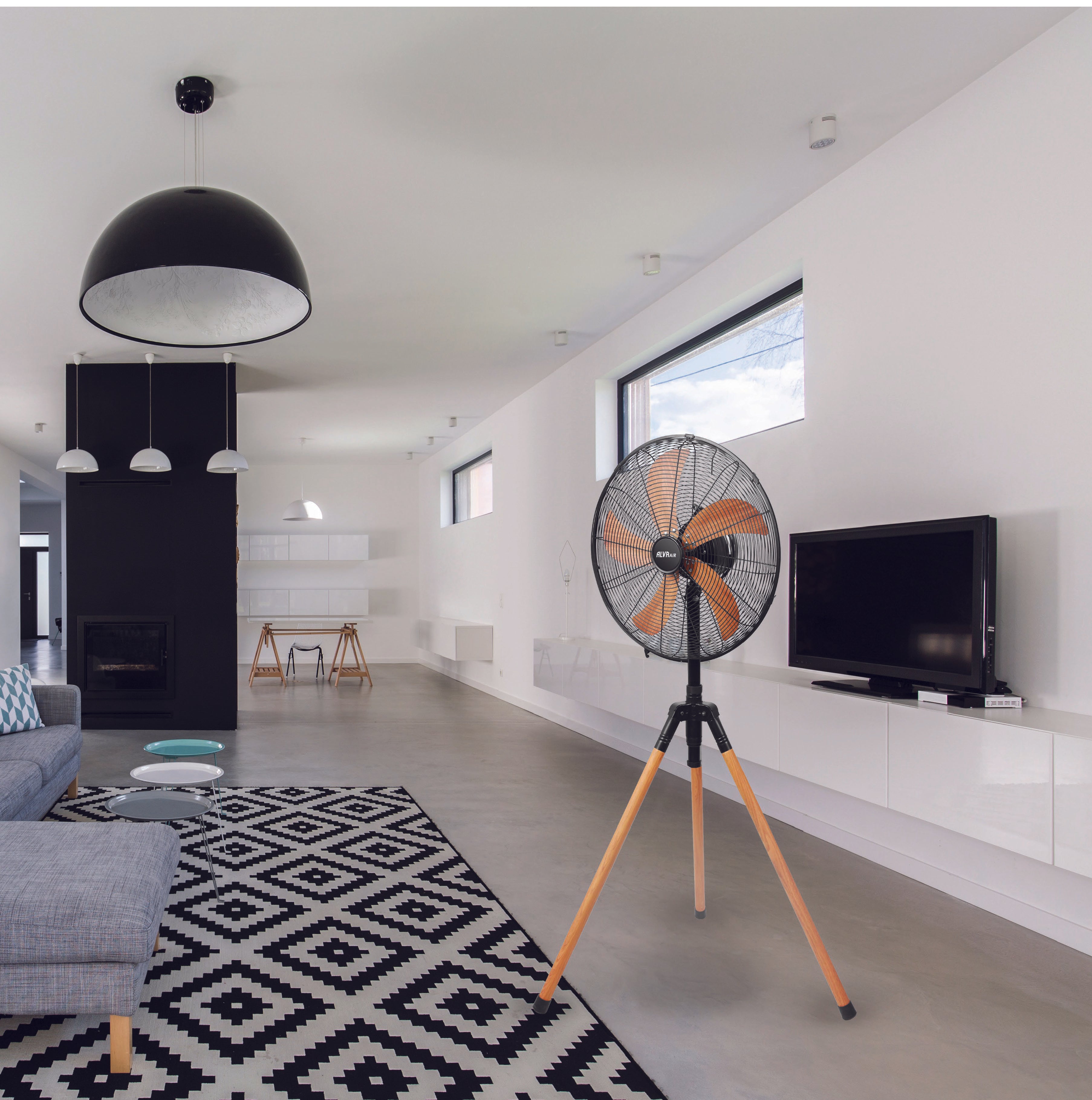 40cm Tripod Fan (Wood-Look Finish)