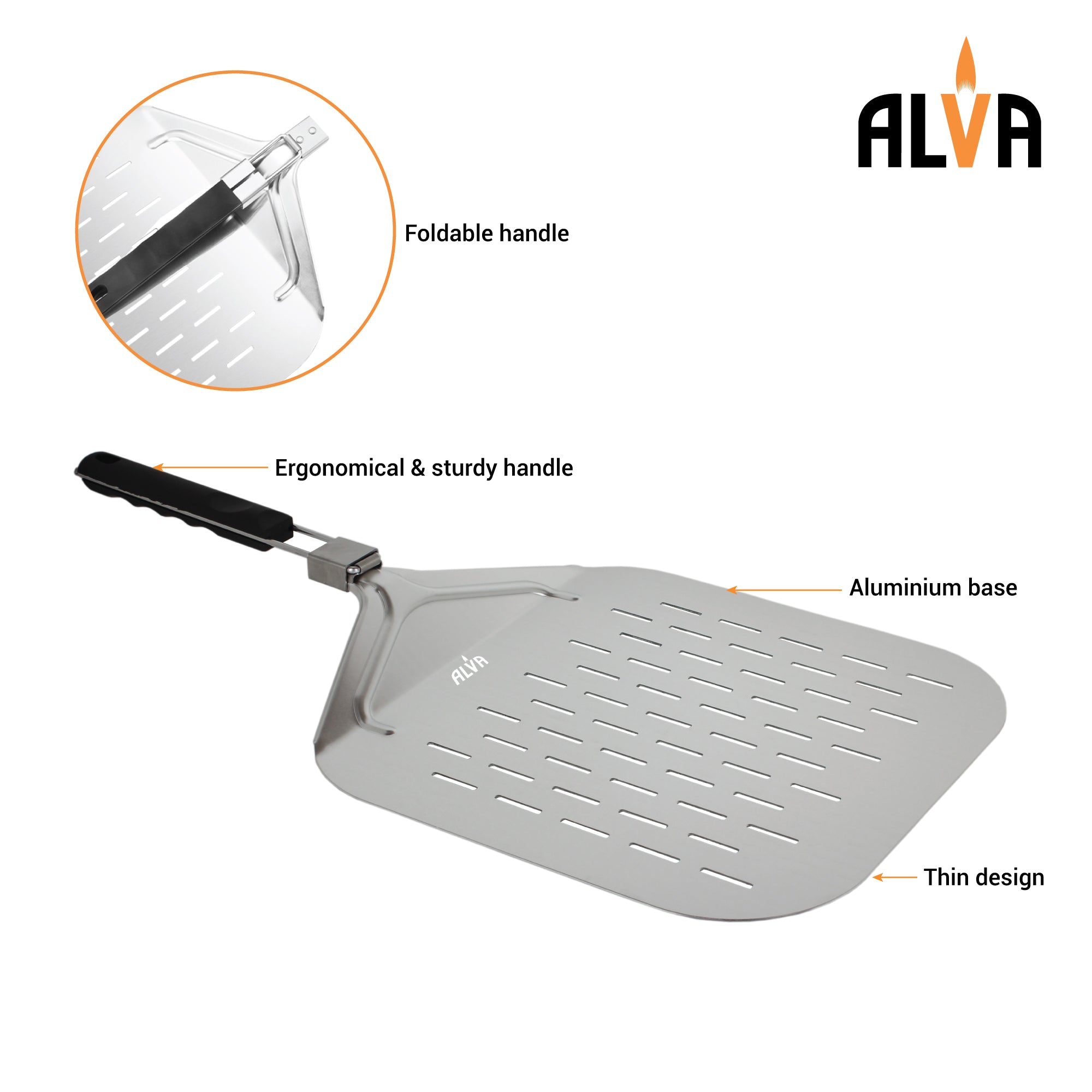 2Pc Pizza Set - Metal Pizza Peel & Cutter Set